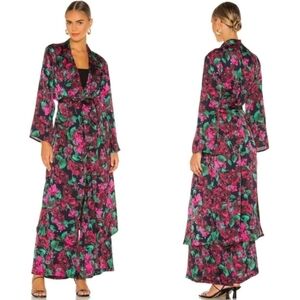 New Misa Los Angeles Malini Robe/Kimono/Duster/Cardigan In Enchanted Floral NWT